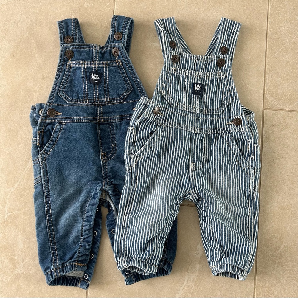 Oshkosh Baby Overalls Set - Denim Blue and Striped